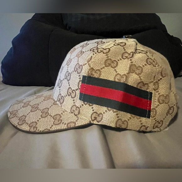 Gucci GG Monogram Canvas Baseball Hat With Web & Adjustable Velcro Strap - Picture 6 of 12